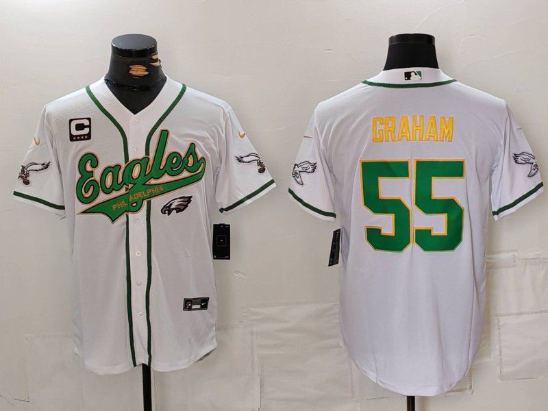 Men Philadelphia Eagles 55 Graham White joint name 2024 Nike Limited NFL Jersey style 1
